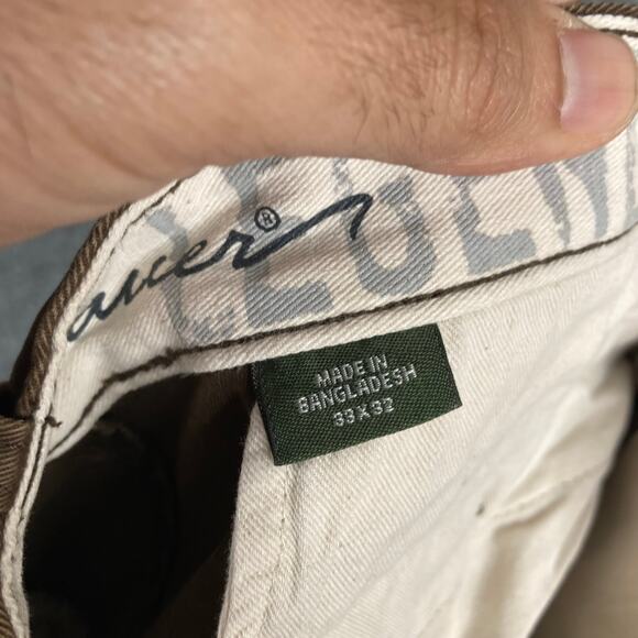 Eddie Bauer Pants Mens 33x32 Brown Straight Leg Casual Chino Cotton - Picture 8 of 12